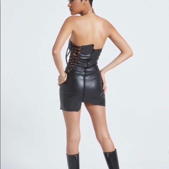 ✨SOLD✨on another site. Mini Faux Leather Dress - Picture 2 of 5